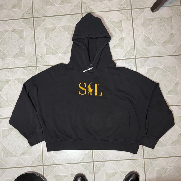 Ralph Lauren Black Hoodie with Gold Logo